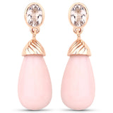 27.64 ct. Genuine Pink Opal and Morganite .925 Sterling Silver Earrings