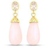27.64 ct. Genuine Pink Opal Morganite .925 Sterling Silver Earrings