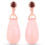 27.52 Carat Genuine Pink Opal and Pink Tourmaline .925 Sterling Silver Earrings