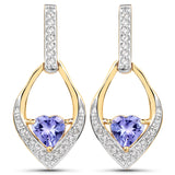 1.09 ct. Genuine Tanzanite and White Topaz .925 Sterling Silver Earrings