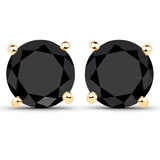5.42 Carat Genuine Black Diamond 14K Yellow Gold Earrings