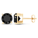 5.42 Carat Genuine Black Diamond 14K Yellow Gold Earrings