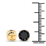 5.42 Carat Genuine Black Diamond 14K Yellow Gold Earrings