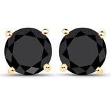 5.74 Carat Genuine Black Diamond 14K Yellow Gold Earrings