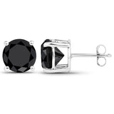 6.41 Carat Genuine Black Diamond 14K White Gold Earrings