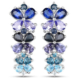 7.90 Carat Genuine Multi Stones .925 Sterling Silver Earrings