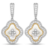7.06 Carat Genuine Pearl Of Mother and White Topaz .925 Sterling Silver Earrings