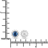 1.58 Carat Genuine Blue Sapphire and White Diamond 14K White Gold Earrings