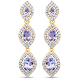 2.86 Carat Genuine Tanzanite and White Topaz .925 Sterling Silver Earrings