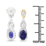1.31 Carat Genuine Iolite and White Diamond .925 Sterling Silver Earrings