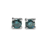 0.36 Carat Genuine Blue Diamond .925 Sterling Silver Earrings