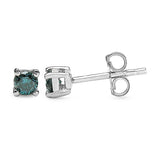 0.36 Carat Genuine Blue Diamond .925 Sterling Silver Earrings