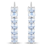 2.10 Carat Genuine Aquamarine .925 Sterling Silver Earrings