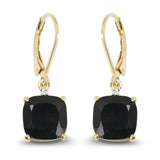 14K Yellow Gold Plated 6.59 Carat Genuine Black Onyx & White Topaz .925 Sterling Silver Earrings