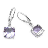 7.03 Carat Genuine Pink Amethyst & White Topaz .925 Sterling Silver Earrings