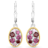 1.58 Carat Genuine Multi Stones .925 Sterling Silver Earrings