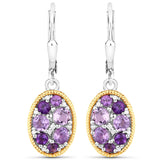 1.26 Carat Genuine Amethyst and White Diamond .925 Sterling Silver Earrings