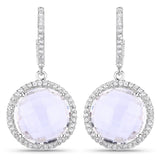 20.02 Carat Genuine Crystal Quartz and White Topaz .925 Sterling Silver Earrings