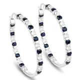 4.38 Carat Genuine Blue Sapphire and White Topaz .925 Sterling Silver Earrings
