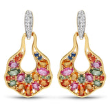 5.68 Carat Genuine Multi Sapphire .925 Sterling Silver Earrings