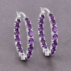 4.80 ct. Genuine Amethyst .925 Sterling Silver Earrings