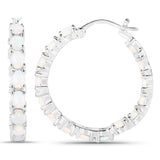 2.05 Carat Genuine Created Opal .925 Sterling Silver Earrings