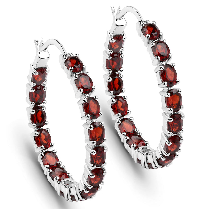 6.00 ct. Genuine Garnet .925 Sterling Silver Earrings