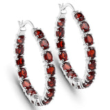 6.00 ct. Genuine Garnet .925 Sterling Silver Earrings