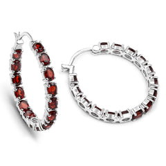 6.00 ct. Genuine Garnet .925 Sterling Silver Earrings