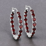 6.00 ct. Genuine Garnet .925 Sterling Silver Earrings