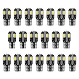 20Pcs T10 SMD5730 LED Light Bulbs 6000K Wedge Light Lamps Dome Map License Plate Car Interior Festoon Lights Kits