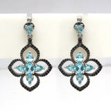 2.94 Carat Genuine Apatite and Black Spinel .925 Sterling Silver Earrings