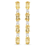 18K Yellow Gold Plated 1.84 Carat Genuine Citrine and White Topaz .925 Sterling Silver Earrings