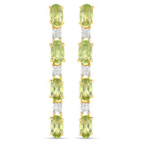 18K Yellow Gold Plated 2.08 Carat Genuine Peridot and White Topaz .925 Sterling Silver Earrings