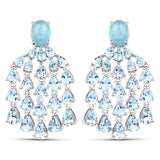 15.02 Carat Genuine Aquamarine .925 Sterling Silver Earrings