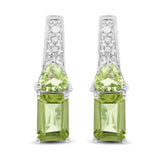 1.60 Carat Genuine Peridot .925 Sterling Silver Earrings