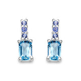 1.54 Carat Genuine Blue Topaz & Tanzanite .925 Sterling Silver Earrings