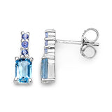 1.54 Carat Genuine Blue Topaz & Tanzanite .925 Sterling Silver Earrings