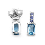 1.54 Carat Genuine Blue Topaz & Tanzanite .925 Sterling Silver Earrings