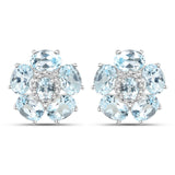 18K White Gold Plated 10.48 Carat Genuine Blue Topaz and White Topaz .925 Sterling Silver Earrings
