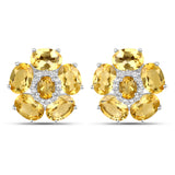 18K White Gold Plated 8.92 Carat Genuine Citrine and White Topaz .925 Sterling Silver Earrings