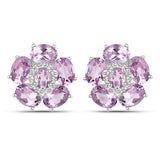 18K White Gold Plated 7.74 Carat Genuine Pink Amethyst and White Topaz .925 Sterling Silver Earrings