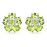 18K White Gold Plated 9.26 Carat Genuine Peridot and White Topaz .925 Sterling Silver Earrings