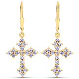 18K Yellow Gold Plated 1.33 Carat Genuine Tanzanite .925 Sterling Silver Earrings