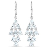 3.96 Carat Genuine Aquamarine .925 Sterling Silver Earrings