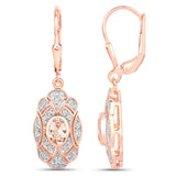 1.04 Carat Genuine Morganite and White Topaz .925 Sterling Silver Earrings