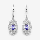 1.12 ct Genuine Tanzanite and White Topaz .925 Sterling Silver Earrings