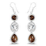 24.84 ct. Genuine Smoky Quartz .925 Sterling Silver Earrings
