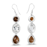 24.84 ct. Genuine Smoky Quartz .925 Sterling Silver Earrings