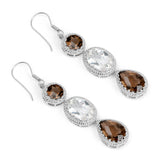 24.84 ct. Genuine Smoky Quartz .925 Sterling Silver Earrings